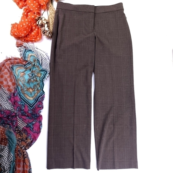 JM Collection Pants - New JM Collection Brown Plaid Wide Leg Business Slacks Sz 14